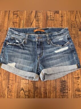 Joe's Jeans Distressed Cuffed Hem Denim Shorts - Blue Size 27